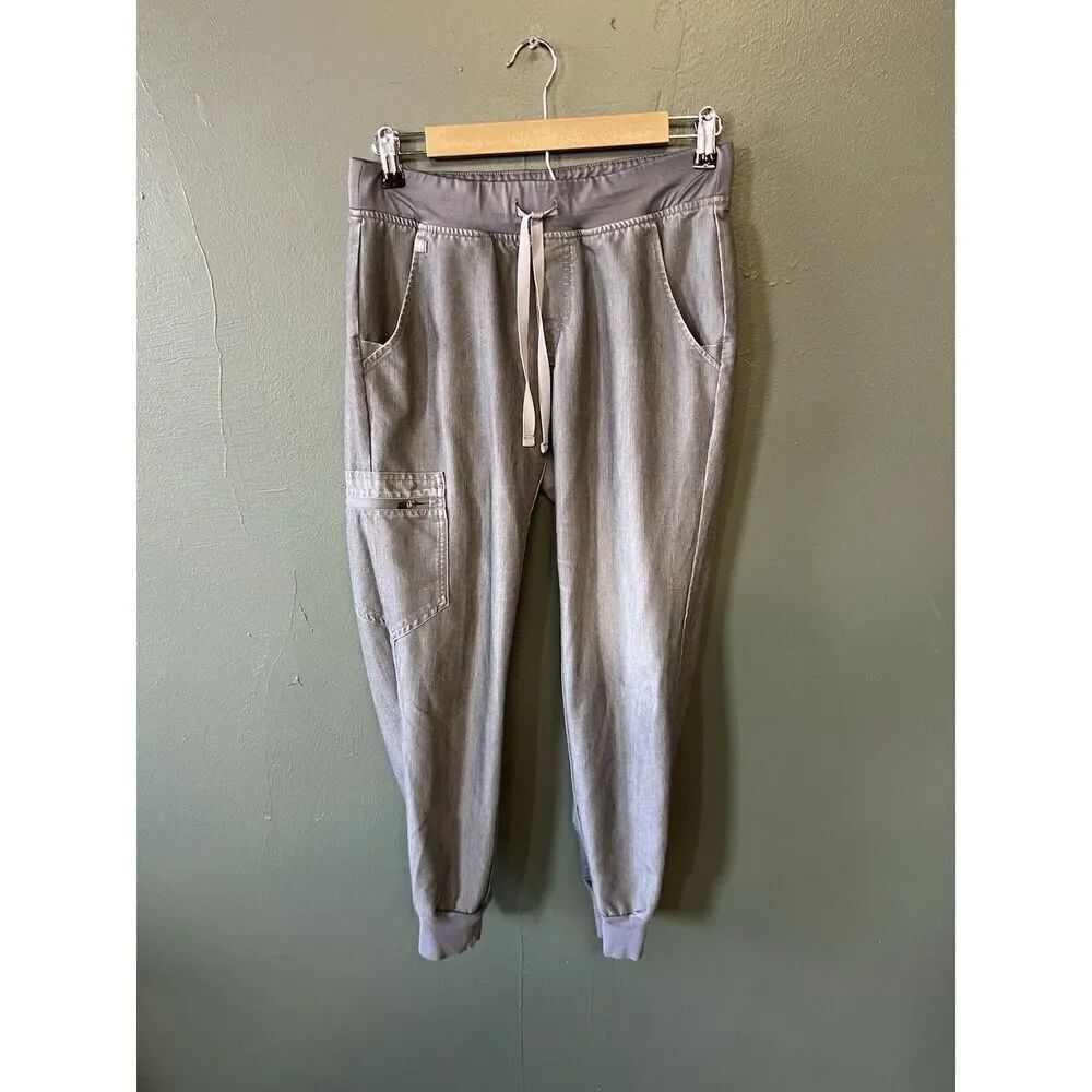 Figs Womens Gray Scrub Medical Pants Size Small w/ Drawstring Jogger